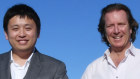 Aqualand founder Jin Lin with David Handley, founder of Sculpture By The Sea, which the developer has sponsored since 2016.