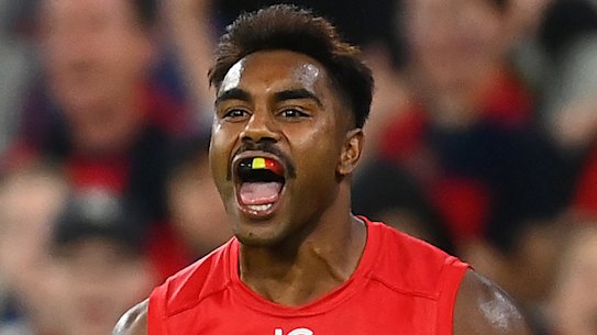 Kysaiah Pickett was all smiles after booting a goal.