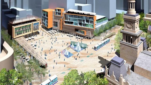 An artist's impression of the proposed Town Hall Square, for which the City of Sydney has been slowly acquiring properties.