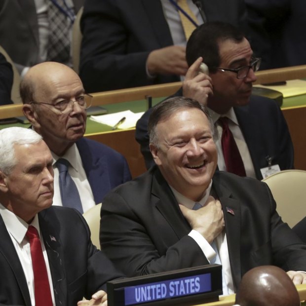 Then US vice president Mike Pence and secretary of state Mike Pompeo during the United Nations General Assembly meeting in New York in 2019.