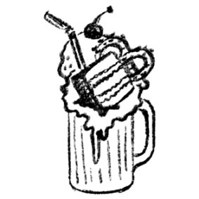 A freak shake, as illustrated by Juliette Dudley, was one of the items Sean Costello was asked to craft a capital yarn around.