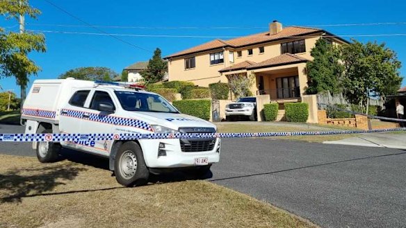 Police outside Kefu’s home on Monday.