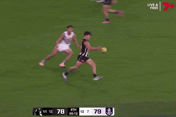 The big mark late in the game by Fremantle’s Josh Treacy.