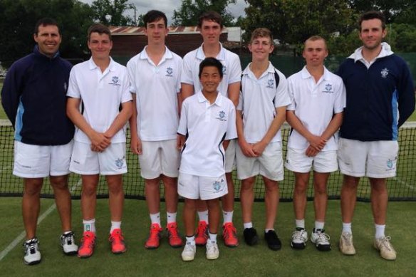 Rinky Hijikata in his firsts tennis team at the King’s School, Parramatta, when he was just 12. 