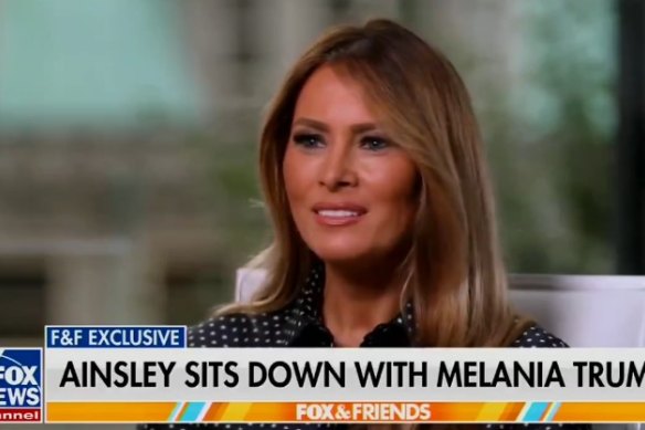 Melania Trump during her first interview in two years on Fox News.