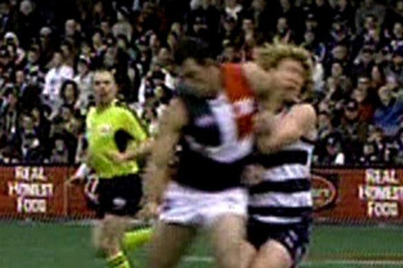Dean Solomon received a hefty ban for this hit on Cameron Ling.