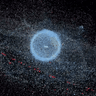 A visualisation of space debris surrounding Earth.