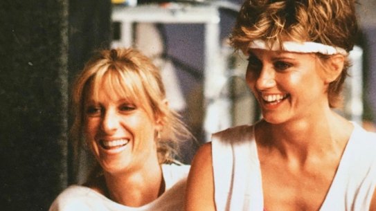 Fleur Thiemeyer on the set of the Physical video with Olivia Newton-John.