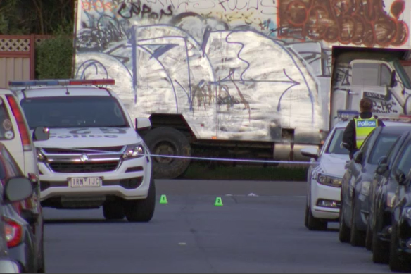 Police cordoned off parts of Elizabeth Street in Coburg North on Sunday as they collected evidence. 