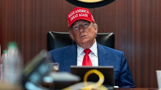 US President Donald Trump in the White House situation room at the weekend.