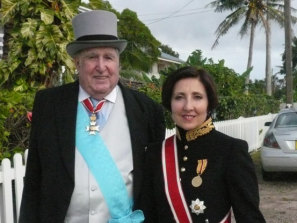 The late bookmaker Bill Waterhouse  with daughter Louise in Tonga for the King’s birthday celebrations in 2009. 