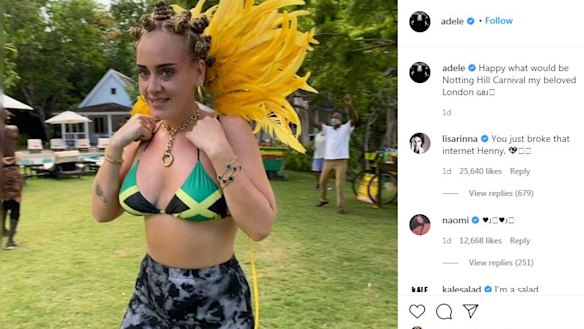 Adele's post has sparked a debate around cultural appropriation.