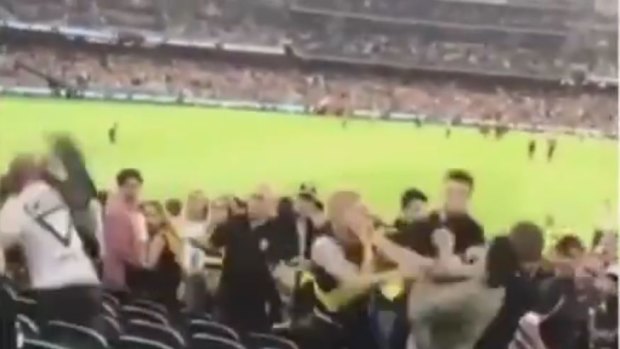 The brawl erupted at the MCG during the first game of the season. 