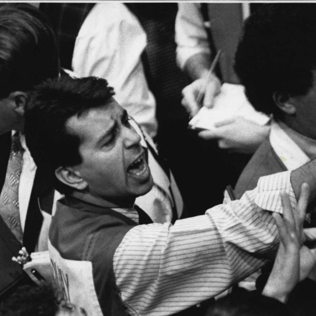 Traders at the Futures Exchange during a stock market crash in February 1994.