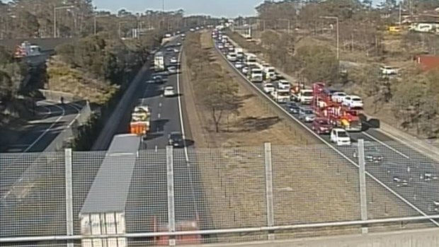 Northbound traffic was banked up for 17 kilometres on the M7 at 8.45am.