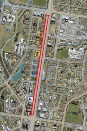 The section of Northbourne Avenue between Macarthur Avenue and Mouat Street, highlighted in red, is set to be resurfaced in 2019