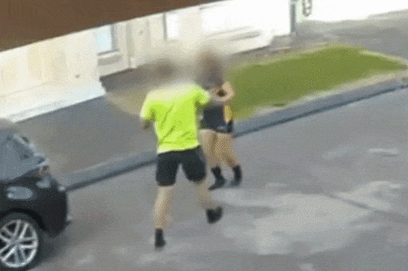 The father and daughter flee the gunman.