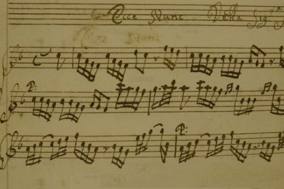 A fragment of the manuscript for the lost cantata by Agata della Pieta.