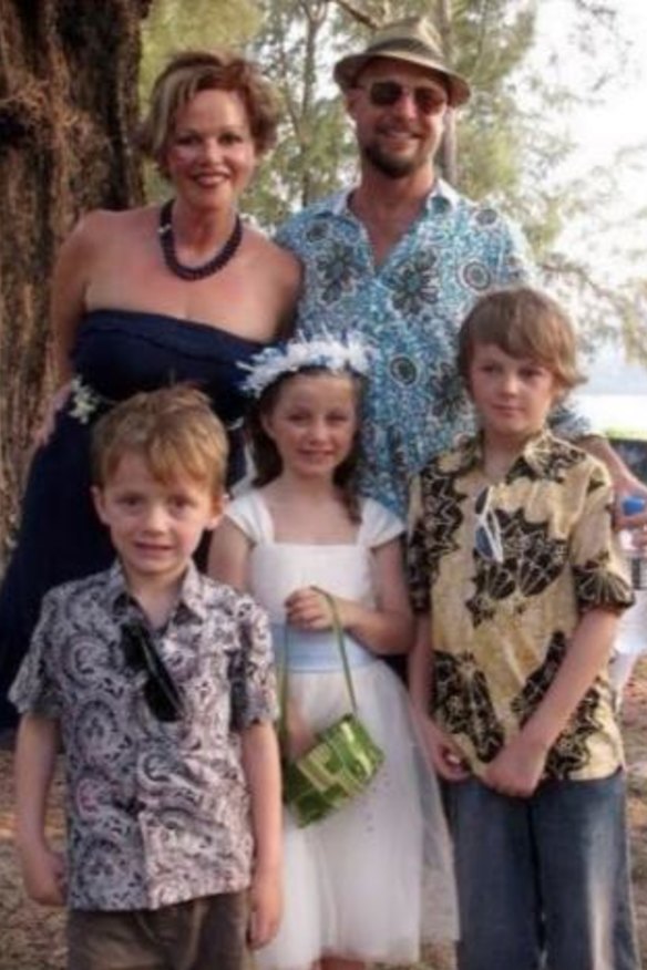 Mo, Evie and Otis Maslin (from left) with their parents, Rin Norris and Anthony Maslin.