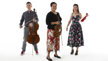 Musical trio Rock Paper Scissors: Wilma Smith, Yelian He and Yasmin Rowe