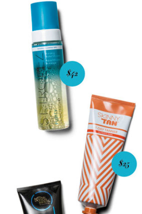 St Tropez Self Tan Purity Bronzing Water Mousse, $42. Skinny Tan Roxy Tan 7-Day Tanner Limited Edition, $25.