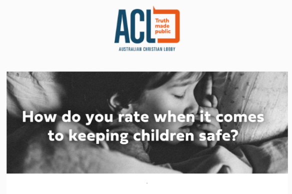 The Australian Christian Lobby sent a "child protection survey" to Victorian local council candidates last month.