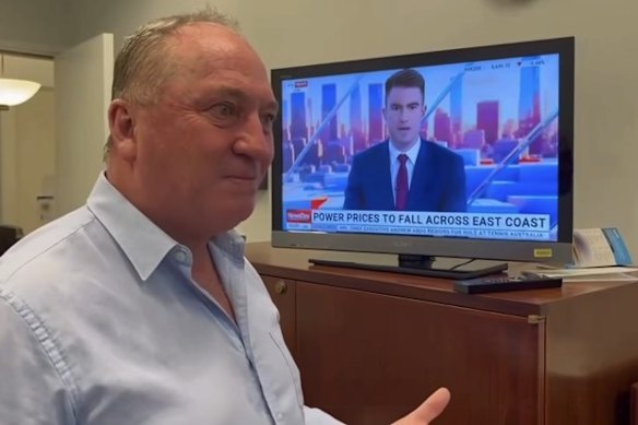 Joyce commenting on a news report on power prices in his posted video. 