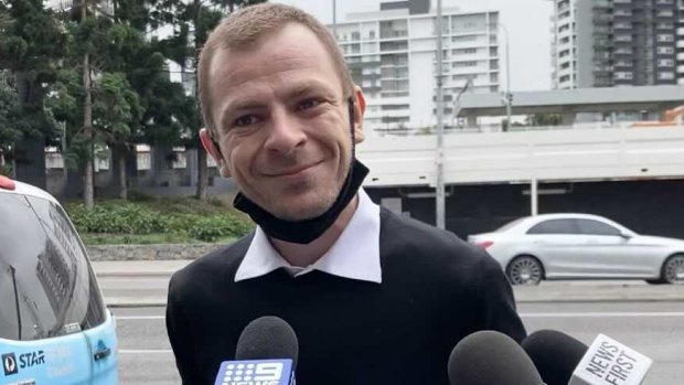 Timothy Ray Warburton leaving Brisbane Arrests Court on Monday.
