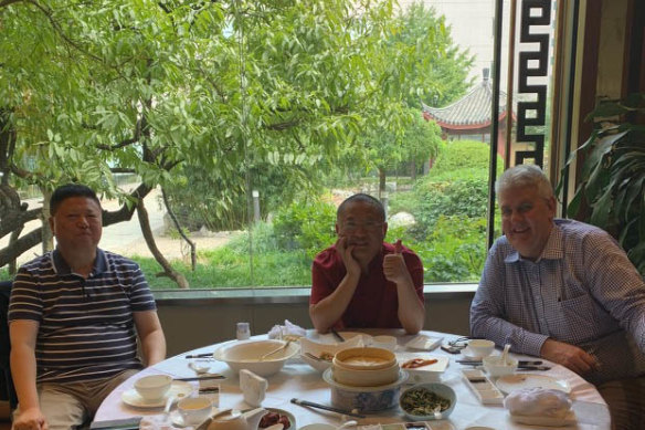 David Zhu, Eddie Zhi and Craig Newton at the Chang Fu Gong hotel in Beijing in October 2019.