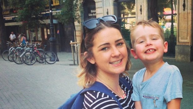 Odette Barry with her son. 