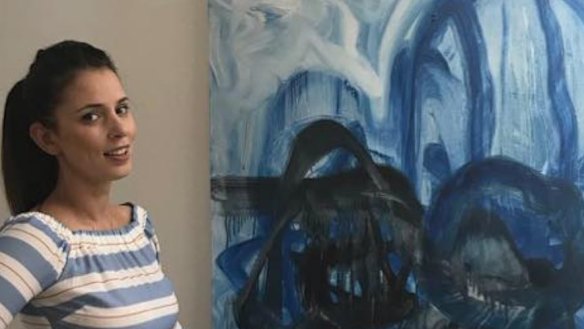 Laura Louise Johnson with a work for sale described as by emerging artist James Freeman.