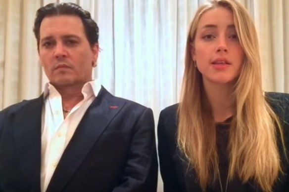 Johnny Depp and ex-wife Amber Heard in their apology video.