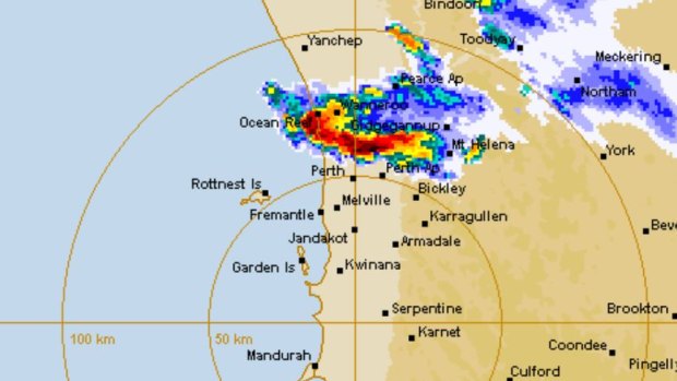 The Bureau of Meteorology's WA Perth radar February 25, 4.50pm.