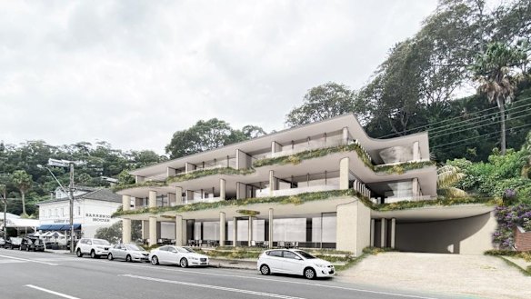 An artist’s impression of the proposed apartment development on Barrenjoey Road, Palm Beach, that has since been withdrawn.