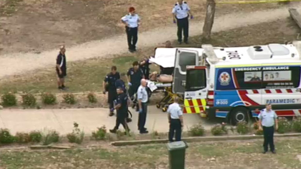 Tony Mokbel being stretchered out of Barwon Prison.