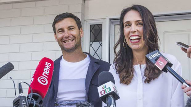 Exception to the rule ... New Zealand Prime Minister Jacinda Ardern and her partner, Clarke Gayford.