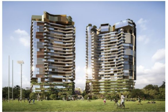 Two 26-storey apartment towers are proposed for West End’s Montague Road beside Davies Park. 