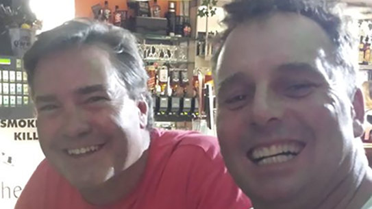 David Harrison (left) who died while trying to defend the property of his friend Geoff Purcell (right)