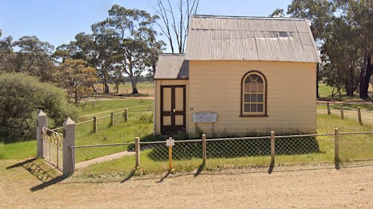 The little bush church at Barkly, used by multiple denominations.