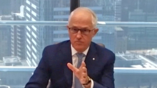 Former prime minister Malcolm Turnbull appeared at the royal commission into robo-debt via video link.