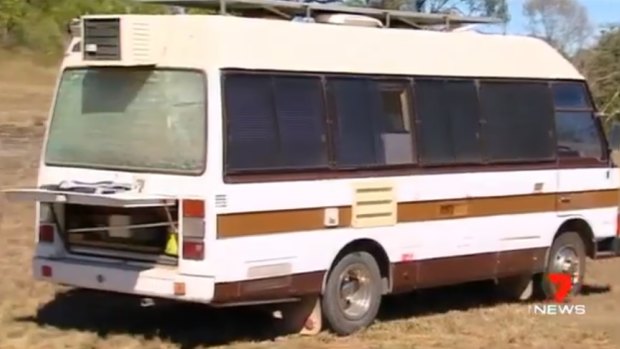 The New Zealand couple's campervan following the alleged shooting in Rockhampton on Monday.