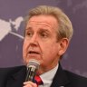 Lisa Singh, CEO of the Australia India Institute and Australia’s High Commissioner to India, Barry O’Farrell address the Australia-India annual oration in Delhi, Monday, April 4, 2022.