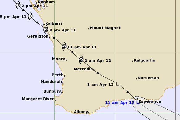 Ex-Tropical Cyclone Seroja crossed the south coast of Western Australia about 11am on Monday. 