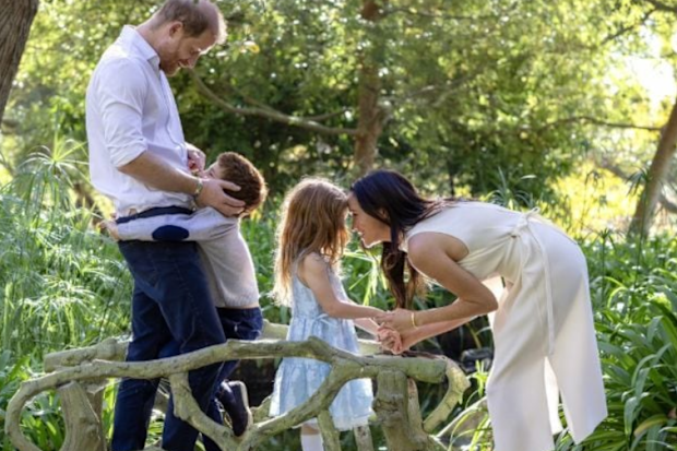 Prince Harry and Meghan, the Duke and Duchess of Sussex, with their children Prince Archie and Princess Lilibet, pictured for their 2025 Christmas card.
