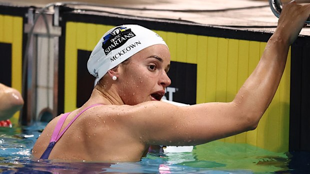 Kaylee McKeown seen in the pool at Australian trials.