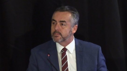 Former Veteran Affairs Minister Darren Chester speaking at the Royal Commission into Defence and Veteran Suicide in Townsville. 