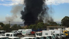 Twenty-three IPEC trailers on fire in Burton in northern Adelaide in 2016 filmed on the evening news. 