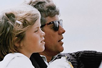Then US president John F Kennedy and his daughter, Caroline, sailing in 1962. 