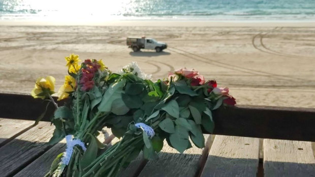 Flowers left at Cable Beach.