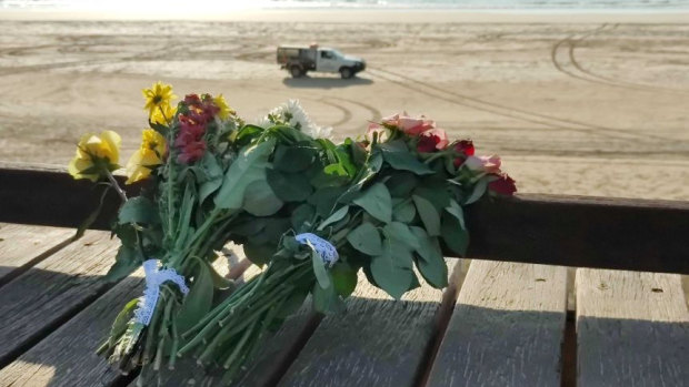 Flowers left at Cable Beach.